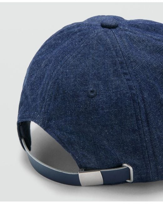 Mango Blue Cotton Denim Cap for men