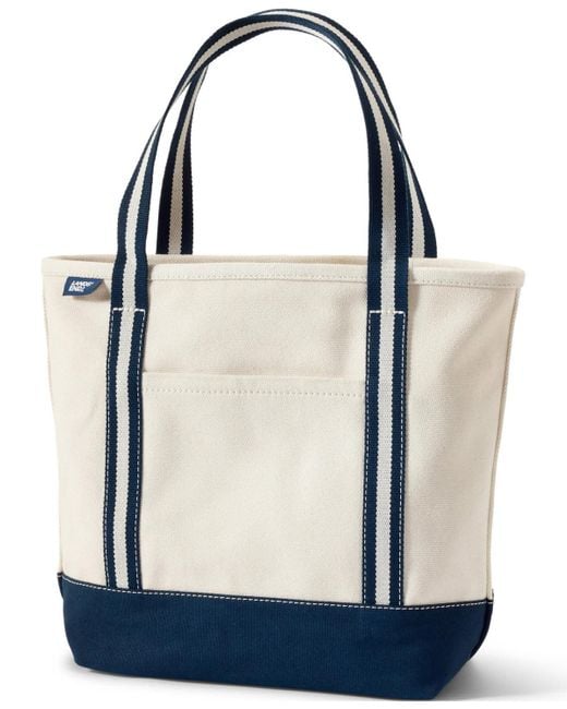Lands' End Black Medium 5 Pocket Open Top Canvas Tote Bag