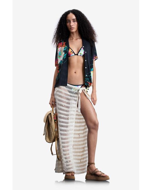 Desigual White Openwork Pareo
