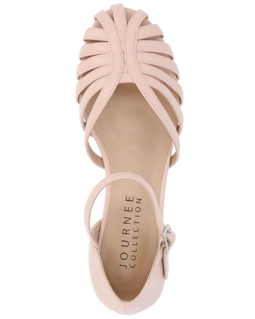 Journee Collection Pink Joannah Fisherman Ankle Strap Flat