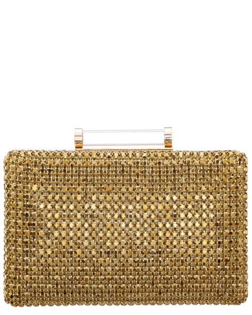 Nina Mini Crystal Encrusted Minaudiere Lift Lock Clutch in Metallic | Lyst