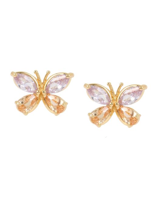 Betsey Johnson Metallic Cubic Zirconia Butterfly Stud Earrings