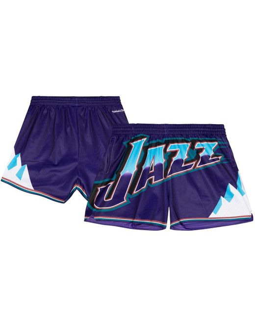 Mitchell & Ness Blue Utah Jazz Swingman Big Face 3.0 Basketball Shorts
