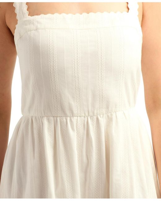 Bcx White Solid Striped Dobby Pull-on Dress