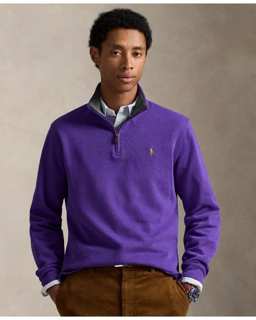 Polo Ralph Lauren Estate-rib Cotton Quarter-zip Pullover in Purple