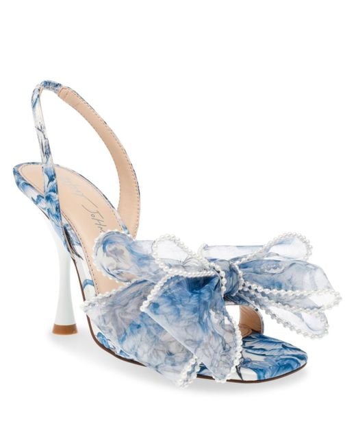 Betsey Johnson Blue Fawn Mesh Bow Heeled Sandals