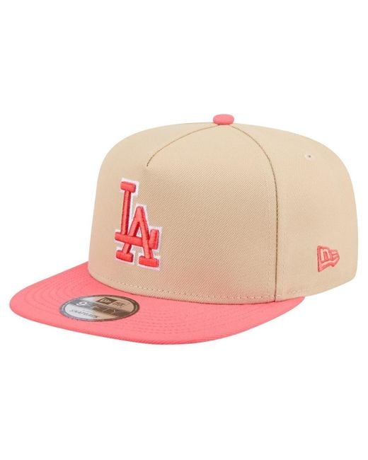 KTZ Pink Light Beige/coral Los Angeles Dodgers Color Pack A-frame 9fifty Snapback Hat for men
