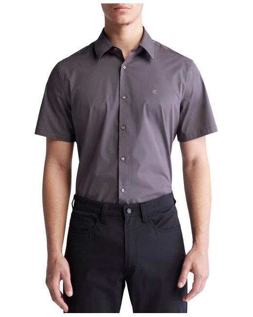 Calvin Klein Blue Slim-fit Stretch Solid Shirt for men