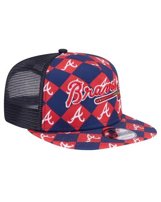 KTZ Blue Atlanta Braves Seeing Diamonds A-frame Trucker 9fifty Snapback Hat for men