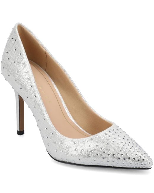 Journee Collection Women's White Venus Pointed Toe Comfort Dress Pumps