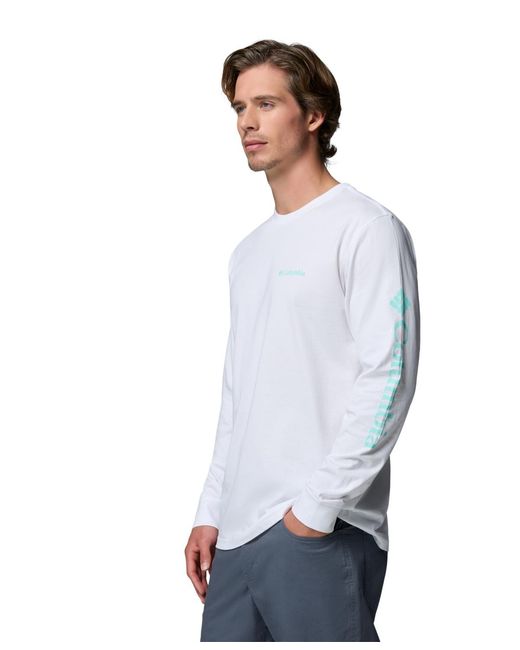 Columbia White Fundamental Graphic Long-sleeve T-shirt for men