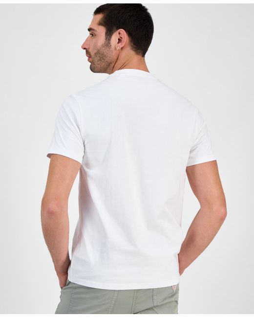 Guess White Flower Triangle Short Sleeve Logo Graphic T-shirt for men