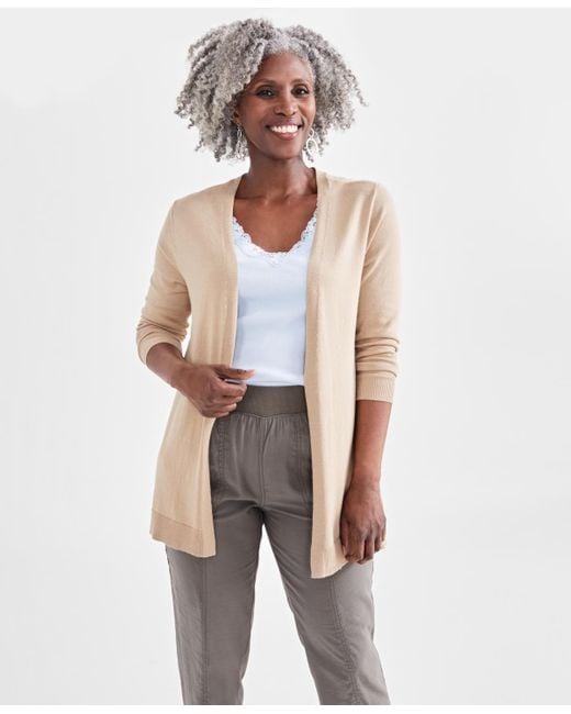 Style Co. Open Front Cardigan Sweater Lyst