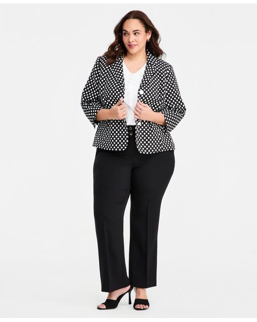Kasper Black Plus Size Double-button Bootcut Pants