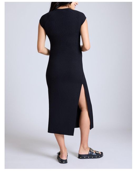 Motherhood Maternity Blue Maternity Rib Knit Short Sleeve Raglan Midi Dress