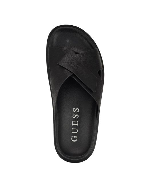 Guess Black Vaton Strap Detail Slip On Sandals for men
