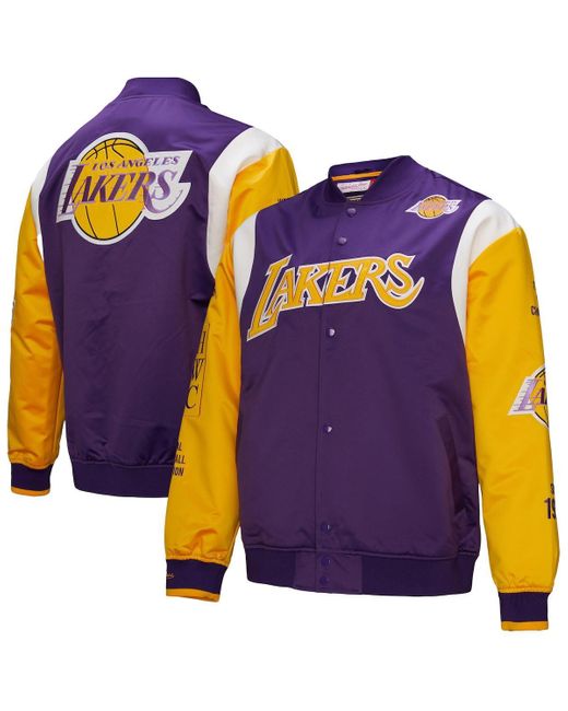 Mitchell & Ness Blue And Los Angeles Lakers Vintage Team Origins Satin Full-snap Jacket