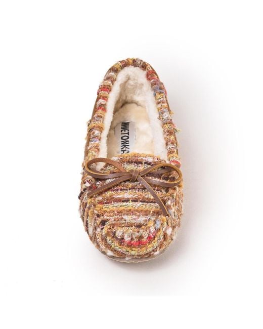 Minnetonka White Cally Patterned Slippers