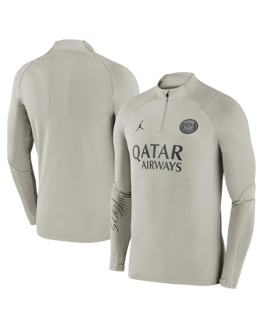 Nike Gray Paris Saint-germain Strike Drill 2023/24 Performance Quarter-zip Long Sleeve Top for men