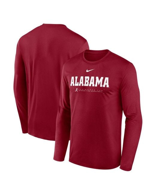 Nike Red Alabama Tide 2025 Courtside Basketball Shootaround Legend Dri-fit Long Sleeve T-shirt for men