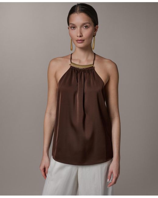 Donna Karan Brown Halter Neck Top