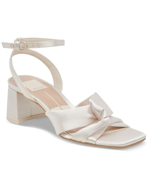Dolce Vita White Brenna Satin Twist Two-piece Block-heel Sandals