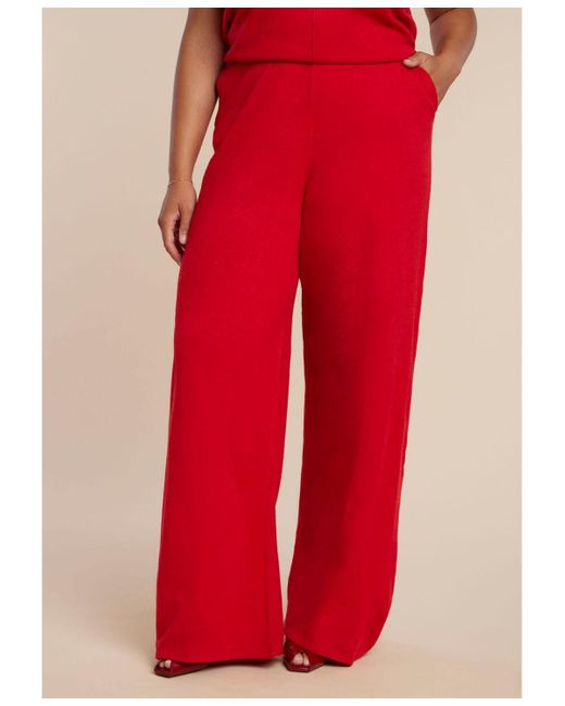Eloquii Red Elements Plus Size Knit Wide Leg Sweater Pant