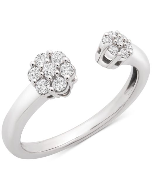 Wrapped in Love White Diamond Flower Cluster Cuff Ring (1/4 Ct. T.w.