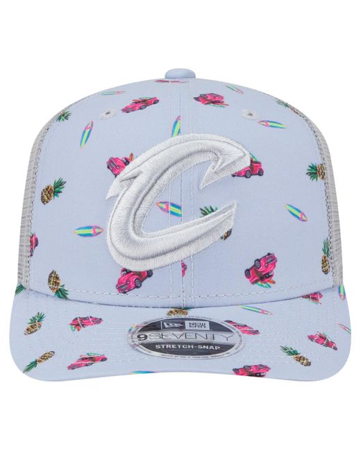 KTZ Light Blue/gray Cleveland Cavaliers Adventure Aloha Pattern 9seventy Stretch-snap Hat for men