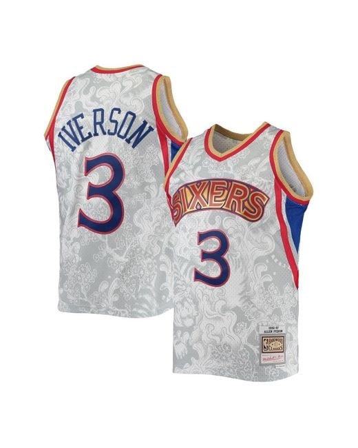 Mitchell And Ness Synthetic Allen Iverson White Philadelphia 76ers Hardwood Classics 1996 97 Lunar