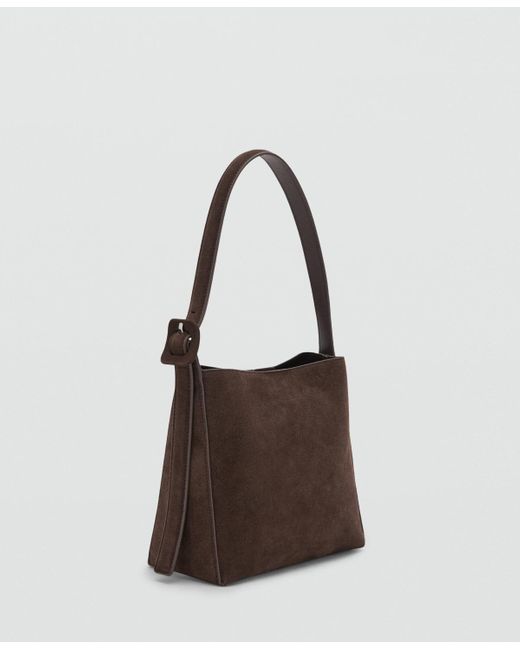 Mango Brown Suede Leather Shopper Bag