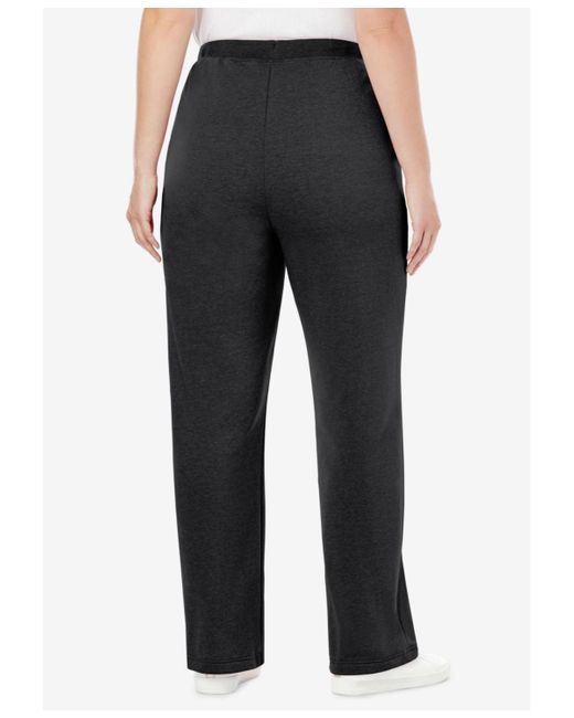 Woman Within Black Within Tall Better-fleece Pull-on Drawstring Sweatpants