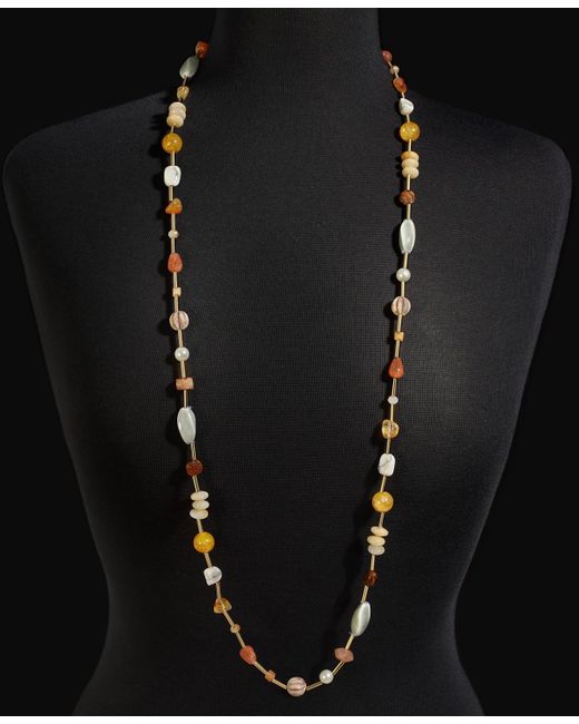 Style & Co. Multicolor Gold-tone Bead Station Long Necklace