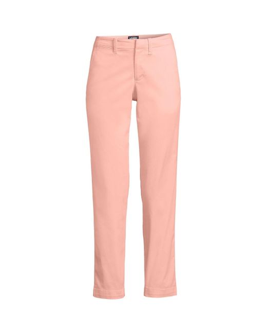 Lands' End Pink Mid Rise Classic Straight Leg Chino Ankle Pants