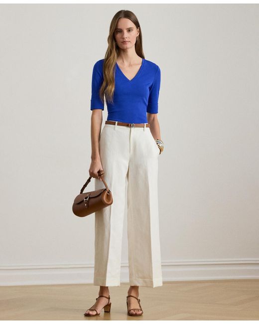 Ralph Lauren Blue Elbow-sleeve Top