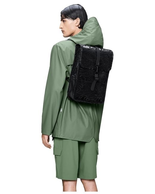 Rains Black Mini Waterproof Backpack for men
