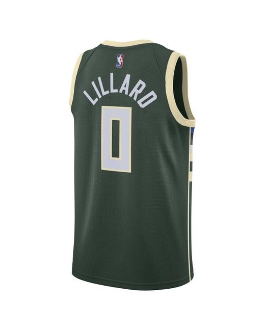 Nike And Damian Lillard Milwaukee Bucks Swingman Jersey in Green | Lyst