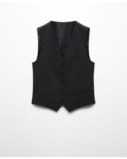 Mango Black Super Slim-fit Stretch Fabric Suit Vest