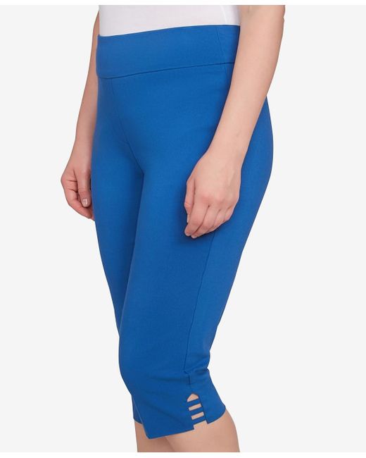 Ruby Rd Blue Petite Ladder Hem Americana clamdigger Pullover Pants