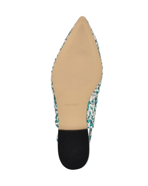 Nine West Green Soel Pointy Toe Slingback Dress Flats