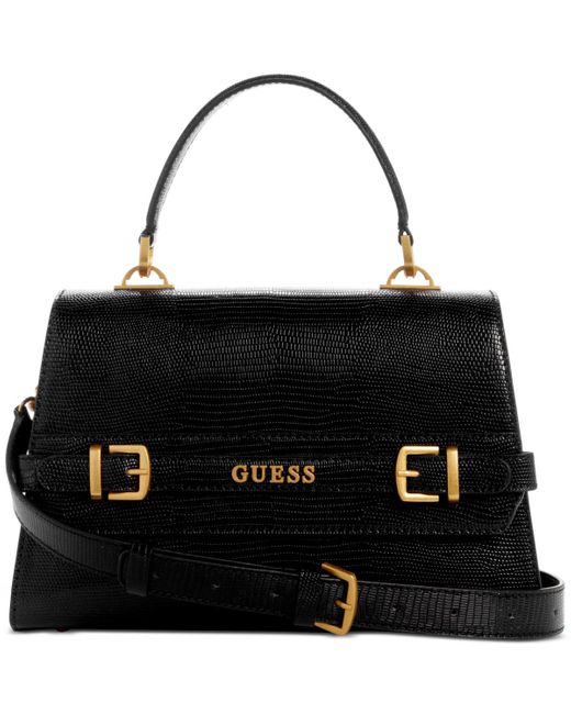 Guess Black Sestri Top Handle Small Flap Handbag
