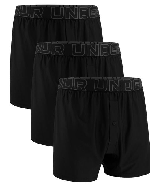 Under Armour Black 3-pk. Solid Performance Tech Mesh 6" Boxers for men