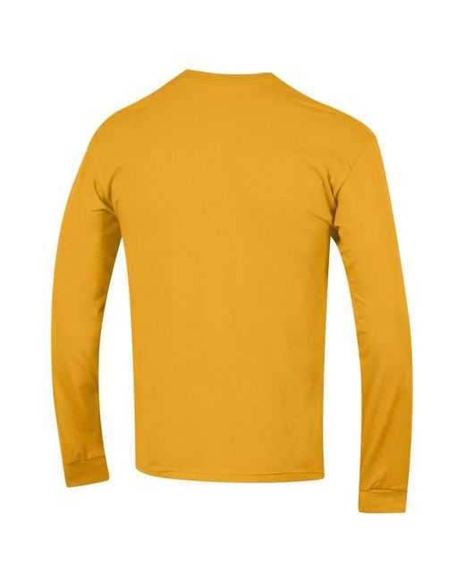 Champion Yellow West Virginia Mountaineers Arch Over Logo 2-hit Long Sleeve T-shirt for men