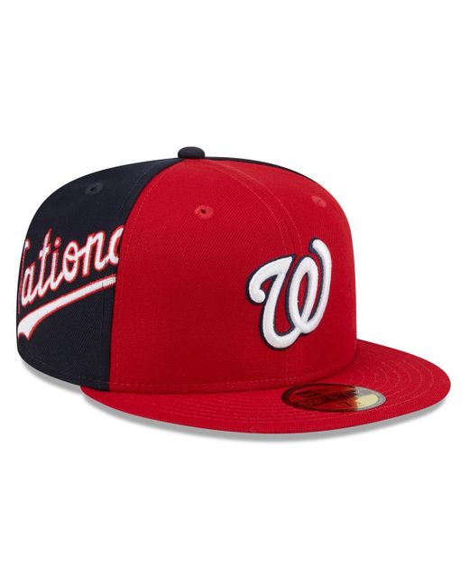 KTZ Red/navy Washington Nationals Gameday Sideswipe 59fifty Fitted Hat for men
