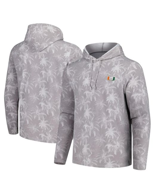 Tommy Bahama Gray Miami Hurricanes Palm Frenzy Hoodie Long Sleeve T-shirt for men