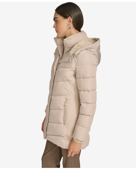 Calvin Klein Natural Lined Hooded Puffer Coat