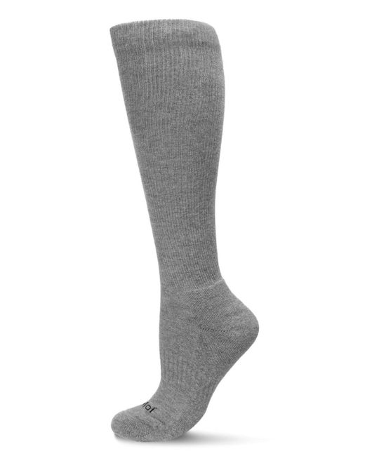 Memoi Gray Classic Athletic Cushion Sole Knee High Cotton Blend 15-20mmhg Graduated Compression Socks