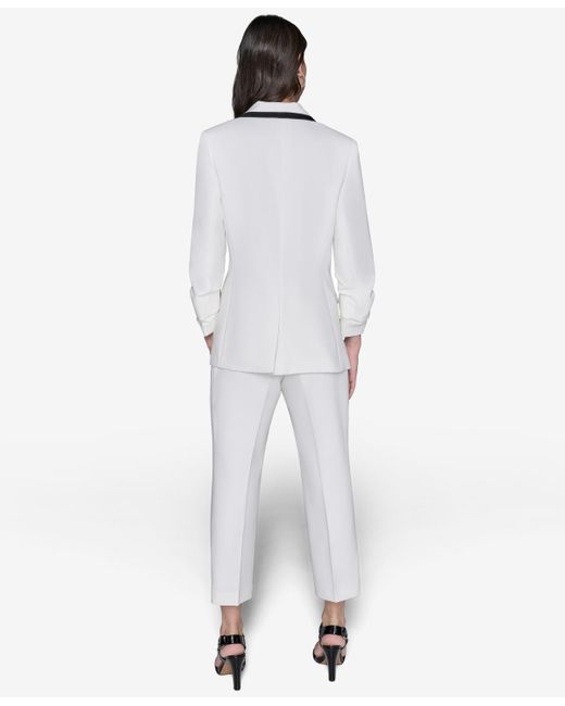 Karl Lagerfeld White Contrast-trim One-button Blazer
