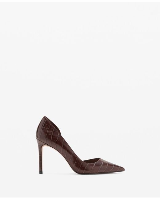 Mango Brown Croc-effect Heeled Shoes