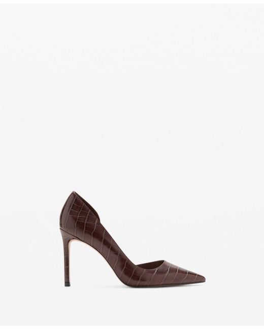 Mango Brown Croc-effect Heeled Shoes
